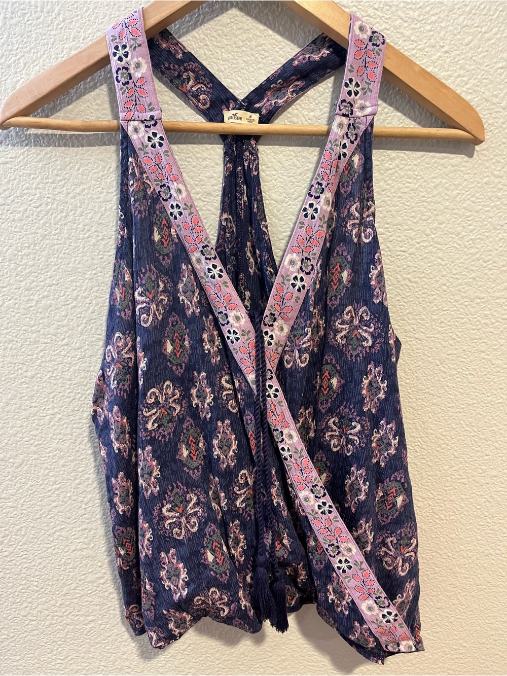 Hollister Boho Indie Wrap Racerback Tank Top Cotton Viscose Medium